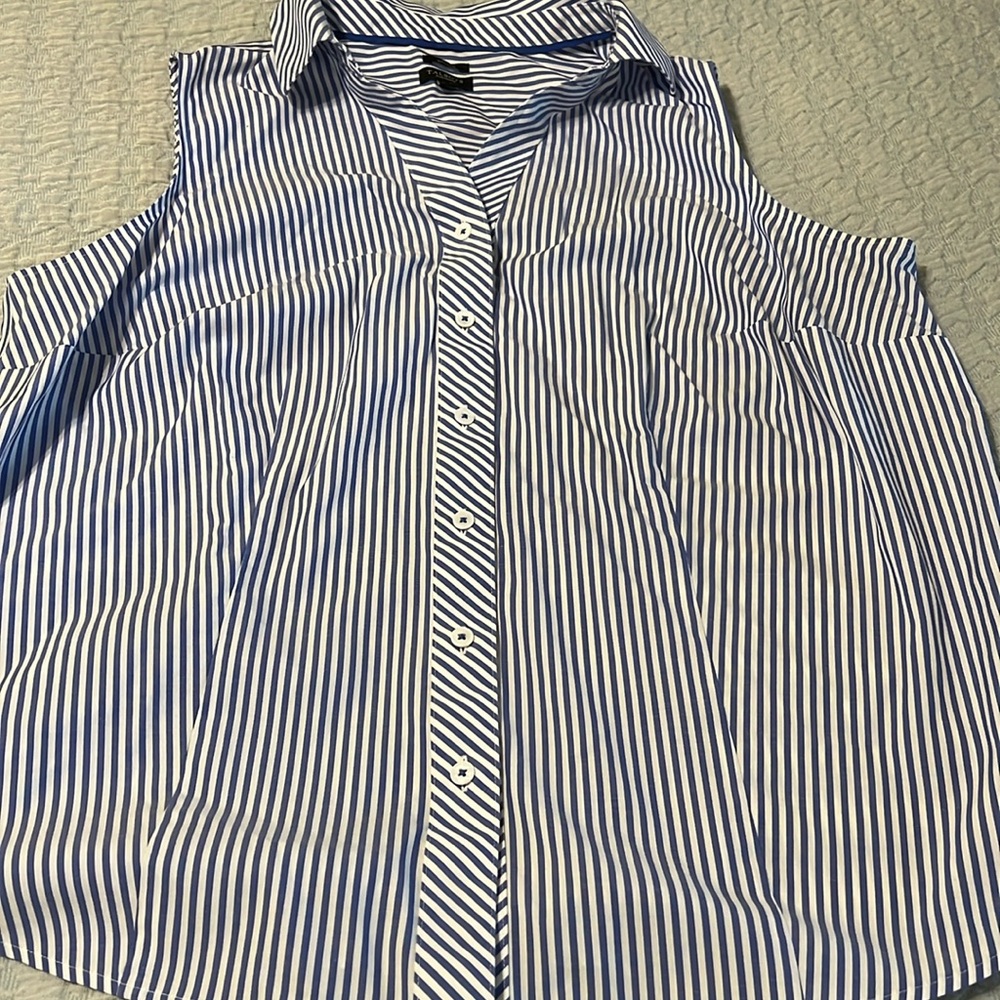 NWOT Talbots striped blouse sz 16 WP petite. Crisp stripes perfect for layering!